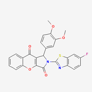 molecular formula C26H17FN2O5S B14093460 1-(3,4-Dimethoxyphenyl)-2-(6-fluoro-1,3-benzothiazol-2-yl)-1,2-dihydrochromeno[2,3-c]pyrrole-3,9-dione 