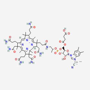 Cobinamide, Co-(cyano-kC)-, dihydrogen phosphate (ester), inner salt,3'-ester with[1-[5'-O-(3-carboxy-1-oxopropyl)-a-D-ribofuranosyl]-5,6-dimethyl-1H-benzimidazole-kN3]