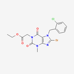 molecular formula C17H16BrClN4O4 B14093622 [8-Bromo-7-(2-chloro-benzyl)-3-methyl-2,6-dioxo-2,3,6,7-tetrahydro-purin-1-yl]-acetic acid ethyl ester 