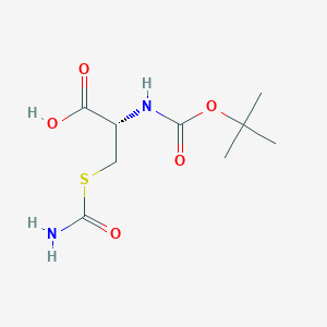 molecular formula C9H16N2O5S B1409363 (2S)-3-氨甲酰巯基-2-[(2-甲基丙烷-2-基)氧羰基氨基]丙酸 CAS No. 1354487-65-2