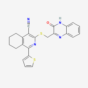 3-{[(3-Oxo-3,4-dihydroquinoxalin-2-yl)methyl]sulfanyl}-1-(thiophen-2-yl)-5,6,7,8-tetrahydroisoquinoline-4-carbonitrile