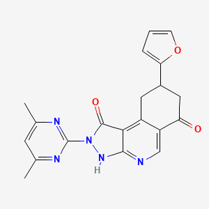 2-(4,6-dimethylpyrimidin-2-yl)-8-(furan-2-yl)-2,3,8,9-tetrahydro-1H-pyrazolo[3,4-c]isoquinoline-1,6(7H)-dione