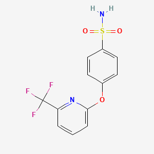molecular formula C12H9F3N2O3S B1409370 4-{[6-(Trifluoromethyl)pyridin-2-yl]oxy}benzenesulfonamide CAS No. 1858256-85-5