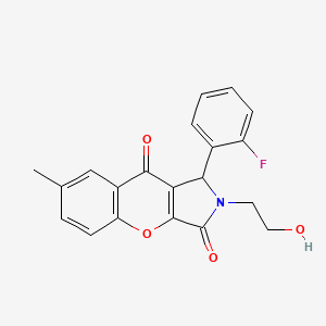 molecular formula C20H16FNO4 B14093790 1-(2-Fluorophenyl)-2-(2-hydroxyethyl)-7-methyl-1,2-dihydrochromeno[2,3-c]pyrrole-3,9-dione 