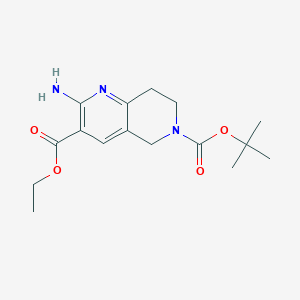 molecular formula C16H23N3O4 B1409383 6-tert-butyl 3-ethyl 2-amino-7,8-dihydro-1,6-naphthyridine-3,6(5H)-dicarboxylate CAS No. 1407180-76-0