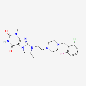 molecular formula C22H25ClFN7O2 B14093842 8-{2-[4-(2-chloro-6-fluorobenzyl)piperazin-1-yl]ethyl}-4-hydroxy-1,7-dimethyl-1H-imidazo[2,1-f]purin-2(8H)-one 