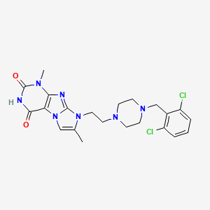 molecular formula C22H25Cl2N7O2 B14093882 8-(2-(4-(2,6-dichlorobenzyl)piperazin-1-yl)ethyl)-1,7-dimethyl-1H-imidazo[2,1-f]purine-2,4(3H,8H)-dione 