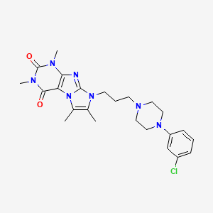 molecular formula C24H30ClN7O2 B14093883 8-(3-(4-(3-chlorophenyl)piperazin-1-yl)propyl)-1,3,6,7-tetramethyl-1H-imidazo[2,1-f]purine-2,4(3H,8H)-dione 