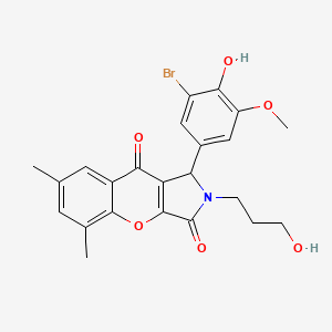 molecular formula C23H22BrNO6 B14093887 1-(3-Bromo-4-hydroxy-5-methoxyphenyl)-2-(3-hydroxypropyl)-5,7-dimethyl-1,2-dihydrochromeno[2,3-c]pyrrole-3,9-dione 