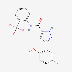 molecular formula C18H14F3N3O2 B14093908 3-(2-hydroxy-5-methylphenyl)-N-[2-(trifluoromethyl)phenyl]-1H-pyrazole-5-carboxamide 