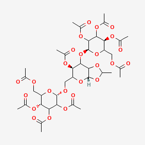 [(3R,6S)-6-[[(3aS,6R)-6-acetyloxy-2-methyl-7-[(2S,5S)-3,4,5-triacetyloxy-6-(acetyloxymethyl)oxan-2-yl]oxy-5,6,7,7a-tetrahydro-3aH-[1,3]dioxolo[4,5-b]pyran-5-yl]methoxy]-3,4,5-triacetyloxyoxan-2-yl]methyl acetate