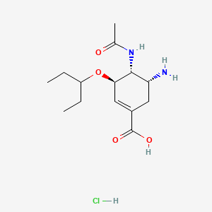 molecular formula C14H25ClN2O4 B14093963 (3R,4R,5R)-4-acetamido-5-amino-3-pentan-3-yloxycyclohexene-1-carboxylic acid;hydrochloride 