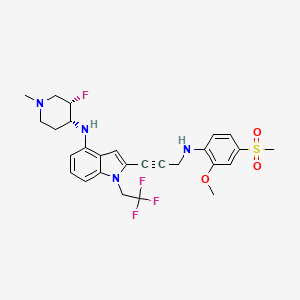 molecular formula C27H30F4N4O3S B14093967 N-[(3S,4R)-3-fluoro-1-methylpiperidin-4-yl]-2-{3-[(4-methanesulfonyl-2-methoxyphenyl)amino]prop-1-yn-1-yl}-1-(2,2,2-trifluoroethyl)indol-4-amine 