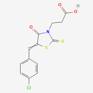 molecular formula C13H10ClNO3S2 B14093971 3-[5-[(4-Chlorophenyl)methylidene]-4-oxo-2-sulfanylidene-1,3-thiazolidin-3-yl]propanoic acid 