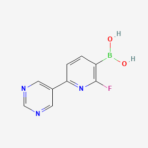 molecular formula C9H7BFN3O2 B14093975 (2-Fluoro-6-(pyrimidin-5-yl)pyridin-3-yl)boronic acid 