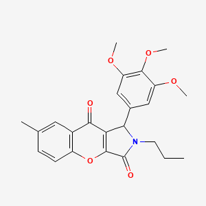 molecular formula C24H25NO6 B14093976 7-Methyl-2-propyl-1-(3,4,5-trimethoxyphenyl)-1,2-dihydrochromeno[2,3-c]pyrrole-3,9-dione 