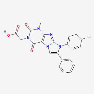 molecular formula C22H16ClN5O4 B14094013 2-(8-(4-chlorophenyl)-1-methyl-2,4-dioxo-7-phenyl-1H-imidazo[2,1-f]purin-3(2H,4H,8H)-yl)acetic acid 