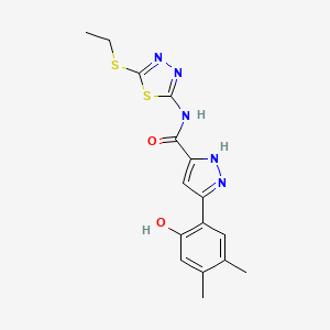 N-[5-(ethylsulfanyl)-1,3,4-thiadiazol-2-yl]-3-(2-hydroxy-4,5-dimethylphenyl)-1H-pyrazole-5-carboxamide