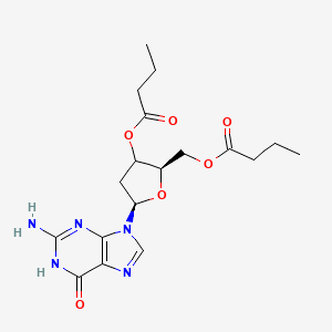 molecular formula C18H25N5O6 B14094061 [(2R,5R)-5-(2-amino-6-oxo-1H-purin-9-yl)-3-butanoyloxyoxolan-2-yl]methyl butanoate 