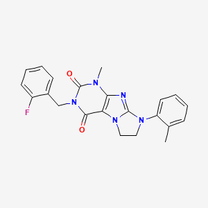 molecular formula C22H20FN5O2 B14094088 3-(2-fluorobenzyl)-1-methyl-8-(2-methylphenyl)-7,8-dihydro-1H-imidazo[2,1-f]purine-2,4(3H,6H)-dione 