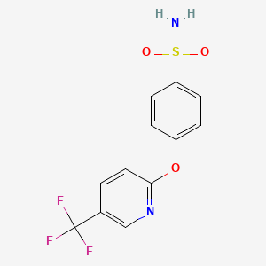 molecular formula C12H9F3N2O3S B1409415 4-{[5-(三氟甲基)吡啶-2-基]氧基}苯磺酰胺 CAS No. 874839-04-0