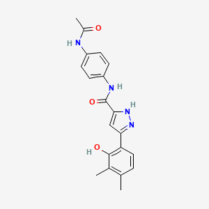 (5E)-N-(4-acetamidophenyl)-5-(4,5-dimethyl-6-oxocyclohexa-2,4-dien-1-ylidene)-1,2-dihydropyrazole-3-carboxamide