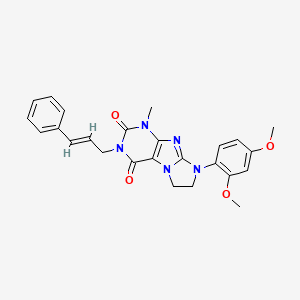 molecular formula C25H25N5O4 B14094250 8-(2,4-dimethoxyphenyl)-1-methyl-3-[(2E)-3-phenylprop-2-en-1-yl]-7,8-dihydro-1H-imidazo[2,1-f]purine-2,4(3H,6H)-dione 