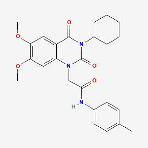 2-(3-cyclohexyl-6,7-dimethoxy-2,4-dioxo-3,4-dihydroquinazolin-1(2H)-yl)-N-(4-methylphenyl)acetamide