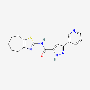 5-(pyridin-3-yl)-N-(5,6,7,8-tetrahydro-4H-cyclohepta[d][1,3]thiazol-2-yl)-1H-pyrazole-3-carboxamide