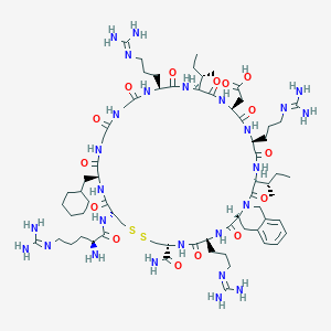 molecular formula C69H116N26O15S2 B14094300 L-Cysteinamide, L-arginyl-L-cysteinyl-3-cyclohexyl-L-alanylglycylglycyl-L-arginyl-L-isoleucyl-L-alpha-aspartyl-L-arginyl-L-isoleucyl-(3R)-1,2,3,4-tetrahydro-3-isoquinolinecarbonyl-L-arginyl-, cyclic (2-->13)-disulfide 