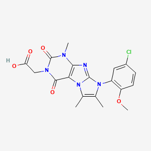 molecular formula C19H18ClN5O5 B14094362 2-(8-(5-chloro-2-methoxyphenyl)-1,6,7-trimethyl-2,4-dioxo-1H-imidazo[2,1-f]purin-3(2H,4H,8H)-yl)acetic acid 