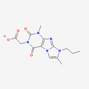 molecular formula C14H17N5O4 B14094370 (1,7-dimethyl-2,4-dioxo-8-propyl-1,2,4,8-tetrahydro-3H-imidazo[2,1-f]purin-3-yl)acetic acid 