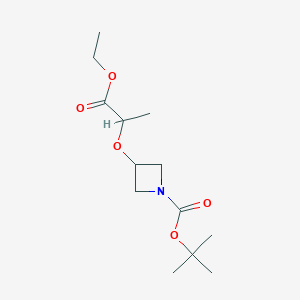 molecular formula C13H23NO5 B1409438 Tert-butyl 3-((1-ethoxy-1-oxopropan-2-yl)oxy)azetidine-1-carboxylate CAS No. 1648864-41-8
