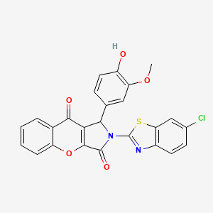 molecular formula C25H15ClN2O5S B14094395 2-(6-Chloro-1,3-benzothiazol-2-yl)-1-(4-hydroxy-3-methoxyphenyl)-1,2-dihydrochromeno[2,3-c]pyrrole-3,9-dione 