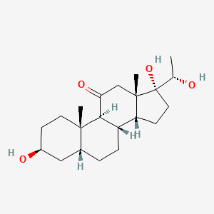 molecular formula C21H34O4 B14094426 (3S,5R,8S,9S,10S,13S,14R,17R)-3,17-dihydroxy-17-[(1S)-1-hydroxyethyl]-10,13-dimethyl-2,3,4,5,6,7,8,9,12,14,15,16-dodecahydro-1H-cyclopenta[a]phenanthren-11-one 