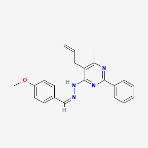 4-[(2Z)-2-(4-methoxybenzylidene)hydrazinyl]-6-methyl-2-phenyl-5-(prop-2-en-1-yl)pyrimidine