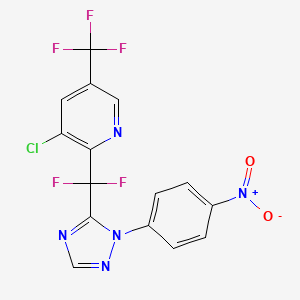 molecular formula C15H7ClF5N5O2 B1409452 3-chloro-2-(difluoro(1-(4-nitrophenyl)-1H-1,2,4-triazol-5-yl)methyl)-5-(trifluoromethyl)pyridine CAS No. 1823182-61-1