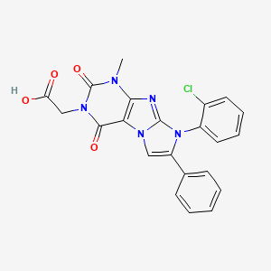 molecular formula C22H16ClN5O4 B14094575 2-(8-(2-chlorophenyl)-1-methyl-2,4-dioxo-7-phenyl-1H-imidazo[2,1-f]purin-3(2H,4H,8H)-yl)acetic acid 