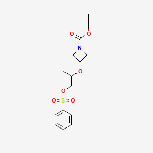 molecular formula C18H27NO6S B1409459 叔丁基 3-((1-(甲苯磺酰氧基)丙-2-基)氧基)氮杂环丁烷-1-羧酸酯 CAS No. 1648864-40-7