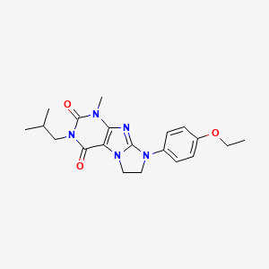 molecular formula C20H25N5O3 B14094698 8-(4-ethoxyphenyl)-1-methyl-3-(2-methylpropyl)-7,8-dihydro-1H-imidazo[2,1-f]purine-2,4(3H,6H)-dione 