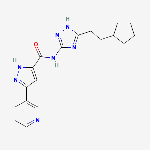 N-[5-(2-cyclopentylethyl)-1H-1,2,4-triazol-3-yl]-5-(pyridin-3-yl)-1H-pyrazole-3-carboxamide