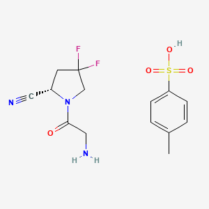 molecular formula C14H17F2N3O4S B1409475 (S)-1-(2-aminoacetyl)-4,4-difluoropyrrolidine-2-carbonitrile 4-methylbenzenesulfonate CAS No. 1584652-36-7