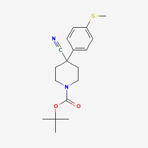 molecular formula C18H24N2O2S B1409476 tert-Butyl 4-cyano-4-(4-(methylthio)-phenyl)piperidine-1-carboxylate CAS No. 1673527-14-4