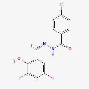 4-chloro-N'-[(Z)-(2-hydroxy-3,5-diiodophenyl)methylidene]benzohydrazide