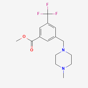 molecular formula C15H19F3N2O2 B1409496 Methyl 3-((4-methylpiperazin-1-yl)methyl)-5-(trifluoromethyl)benzoate CAS No. 2206820-62-2