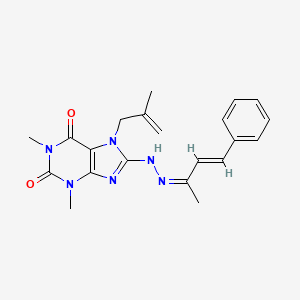 1,3-dimethyl-7-(2-methylprop-2-en-1-yl)-8-{(2Z)-2-[(3E)-4-phenylbut-3-en-2-ylidene]hydrazinyl}-3,7-dihydro-1H-purine-2,6-dione