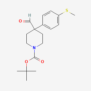 molecular formula C18H25NO3S B1409499 叔丁基 4-甲酰-4-(4-(甲硫基)-苯基)哌啶-1-羧酸酯 CAS No. 1673527-15-5