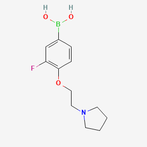 molecular formula C12H17BFNO3 B1409510 3-Fluoro-4-(2-(pyrrolidin-1-yl)ethoxy)phenylboronic acid CAS No. 1704064-09-4