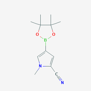 molecular formula C12H17BN2O2 B1409512 1-甲基-4-(4,4,5,5-四甲基-1,3,2-二氧杂硼环-2-基)-1H-吡咯-2-腈 CAS No. 1799628-14-0