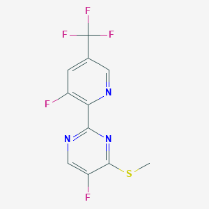B1409531 5-Fluoro-2-(3-fluoro-5-(trifluoromethyl)pyridin-2-yl)-4-(methylthio)pyrimidine CAS No. 1823182-78-0